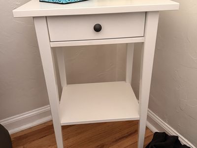 2 White Night Stands / End Tables with Drawer