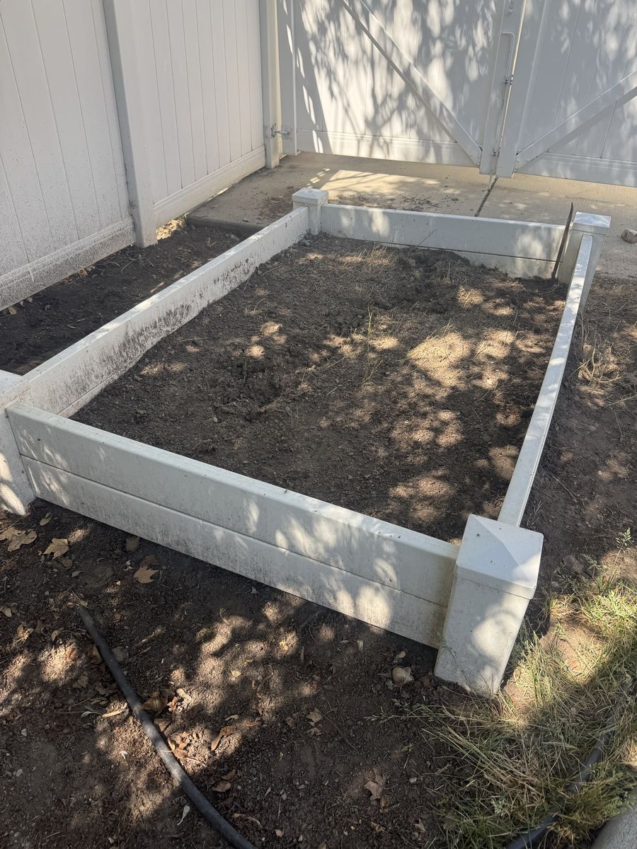 Vinyl raised garden bed.