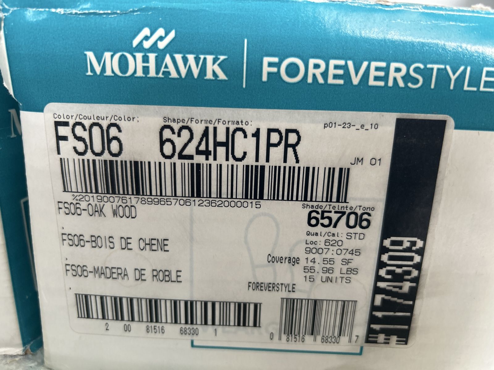 Mohawk Foreverstyle FS06 Oak Wood Porcelain Floor & Wall Tile - 6x24in, 14.55 sq ft/box