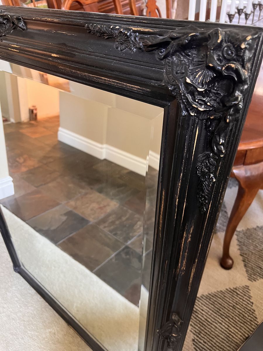 Large Black Ornate Framed Mirror - Classic Victorian Style