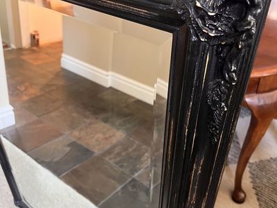 Large Black Ornate Framed Mirror - Classic Victorian Style