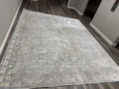 Was $1531 Lauren Ralph Lauren LRL 1542А Gray Blue -Ivory Hand Knotted Area Rug 10” x8”