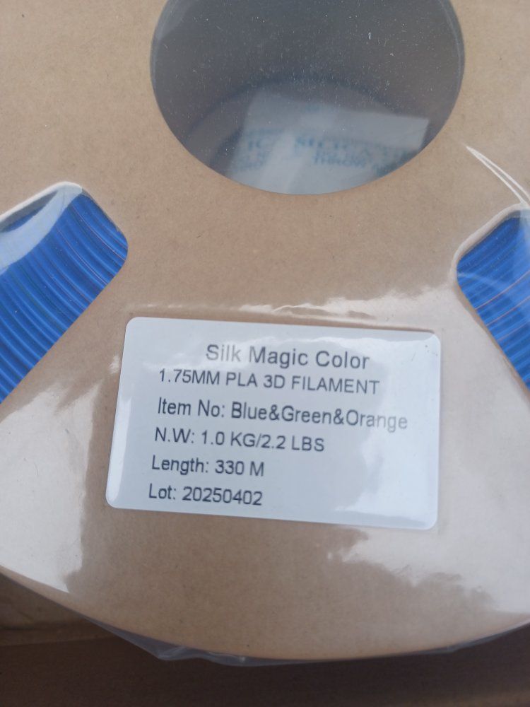 Silk Magic Color 1.75mm PLA 3D Printer Filament - 1.0kg Blue & Green & Orange