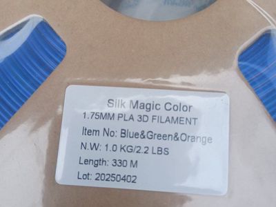 Silk Magic Color 1.75mm PLA 3D Printer Filament - 1.0kg Blue & Green & Orange