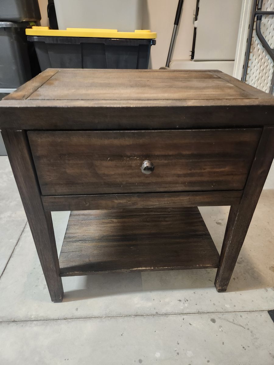 Night Stand - Dark Brown Rustic Modern Design - Purchased from Furniture Row