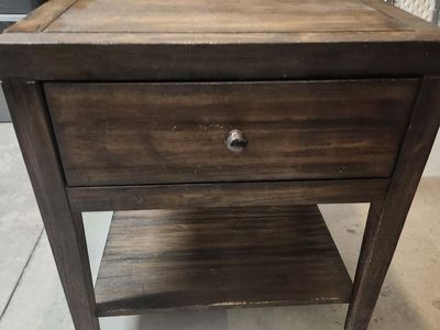 Night Stand - Dark Brown Rustic Modern Design - Purchased from Furniture Row