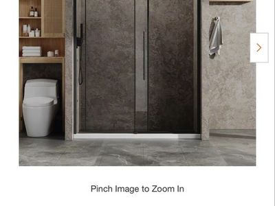 58.5-60" W x 72" H Frameless Sliding Shower Door, Black Finish, 1/4" Glass