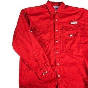 Columbia PFG Long Sleeve Fishing Shirt Vented Red Men's Small
