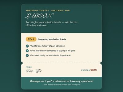 LAGOON TICKETS FOR SALE