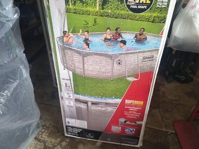 Coleman 16ft x 10ft Oval Power Steel Frame Above Ground Swimming Pool w/ Pump & Ladder