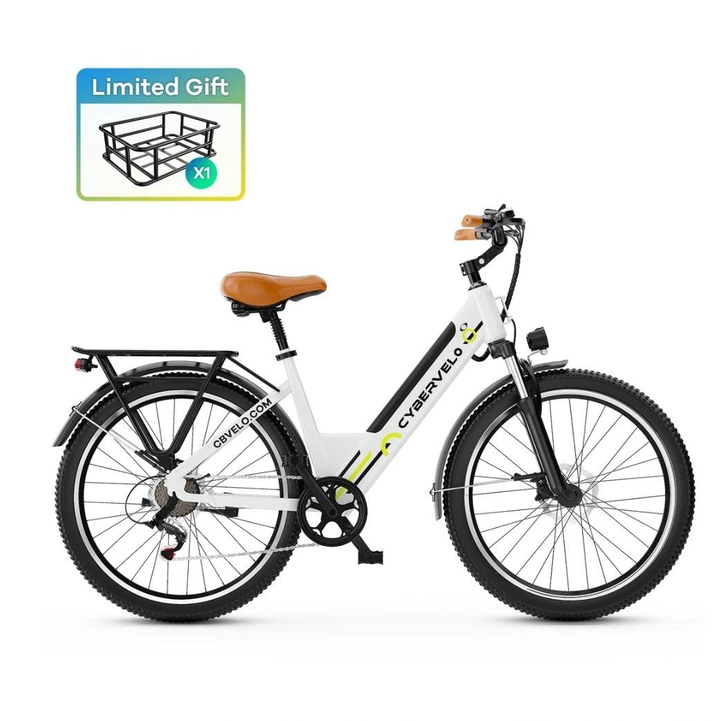 Cybervelo 1000W Peak Electric Bike for Adults,up 80 Miles Removable Battery Ebike, 26" 28MPH