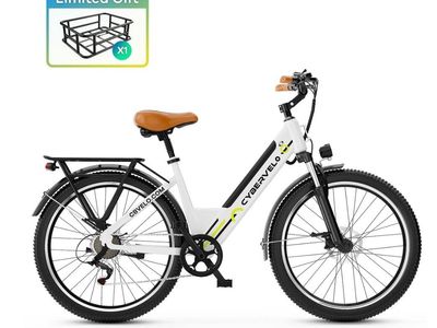 Cybervelo 1000W Peak Electric Bike for Adults,up 80 Miles Removable Battery Ebike, 26" 28MPH