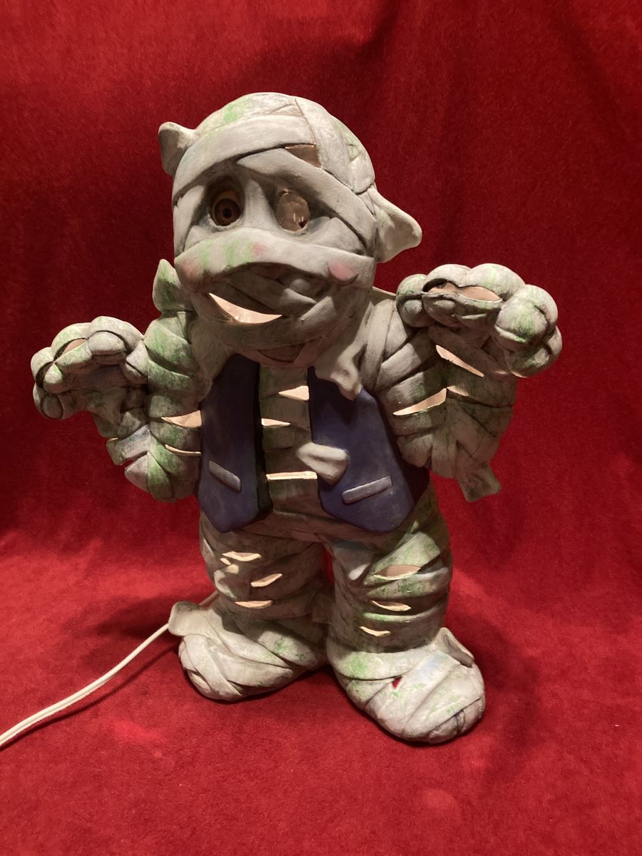 Vintage Halloween Ceramic Lighted Mummy 16 Inch