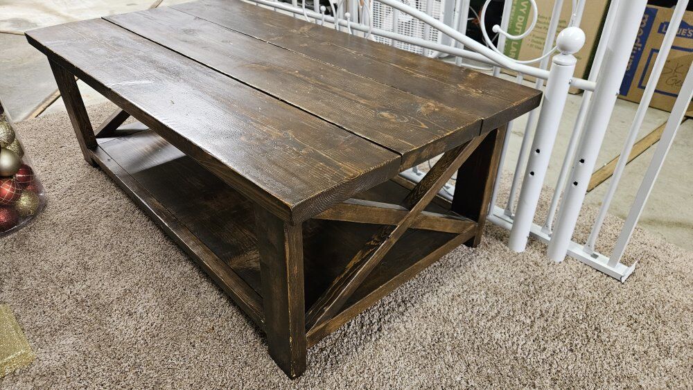 solid wood rustic coffee table