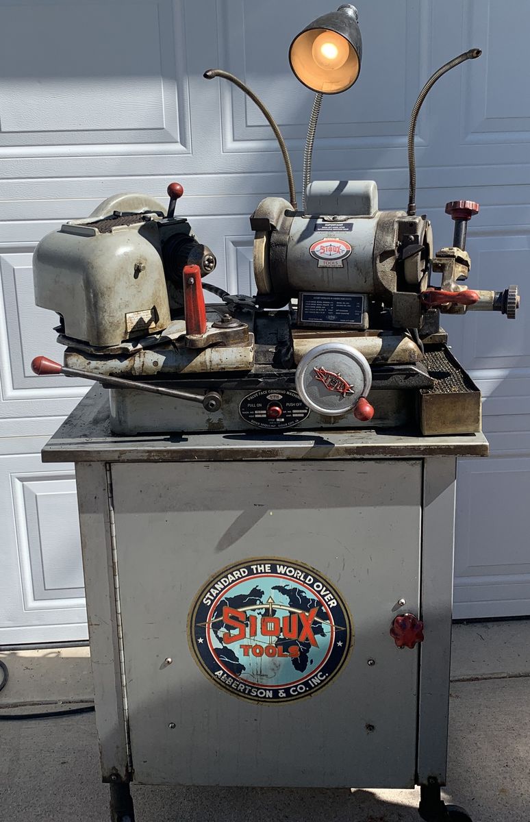 Sioux 680 Valve Face Grinding Machine w/ Cabinet Stand - Runs Chuck Not Turning