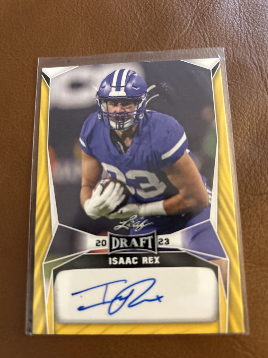 2023 Leaf Draft BYU COUGARS Rookie Isaac Rex Autograph Football Card - Gold Parallel RC Hand Signed Auto Certified