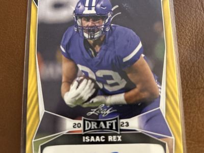 2023 Leaf Draft BYU COUGARS Rookie Isaac Rex Autograph Football Card - Gold Parallel RC Hand Signed Auto Certified