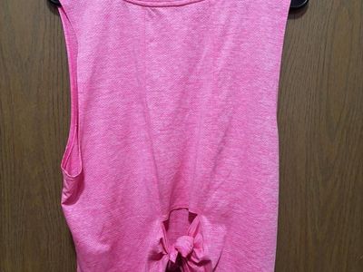 Athletic Works Women's Pink Tank Top, Size L, Tie-Front Detail