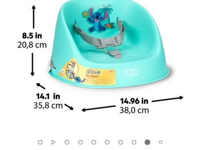 Bright Starts Disney Stitch My Spot Booster Seat - Infant to Toddler (6M-3Y), Blue/Unisex
