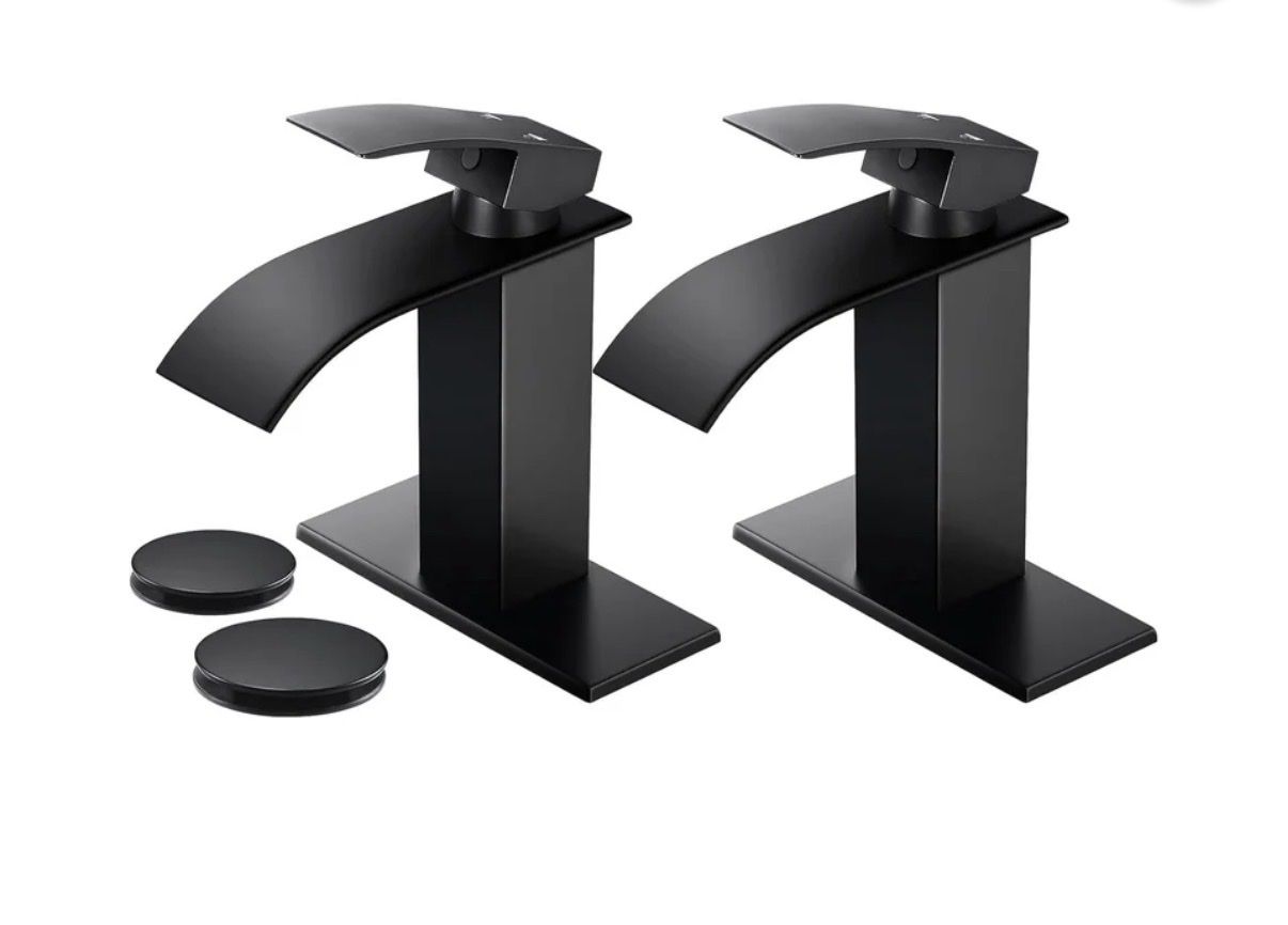 New! Black Waterfall Bathroom Faucet set of 2