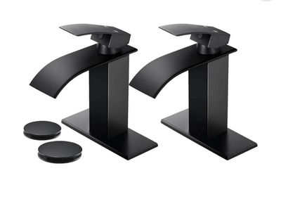 New! Black Waterfall Bathroom Faucet set of 2
