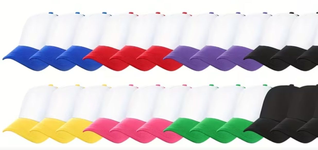 New 48 Pack Trucker Hat Bulk Polyester Adjustable Plain Mesh Sublimation Blank