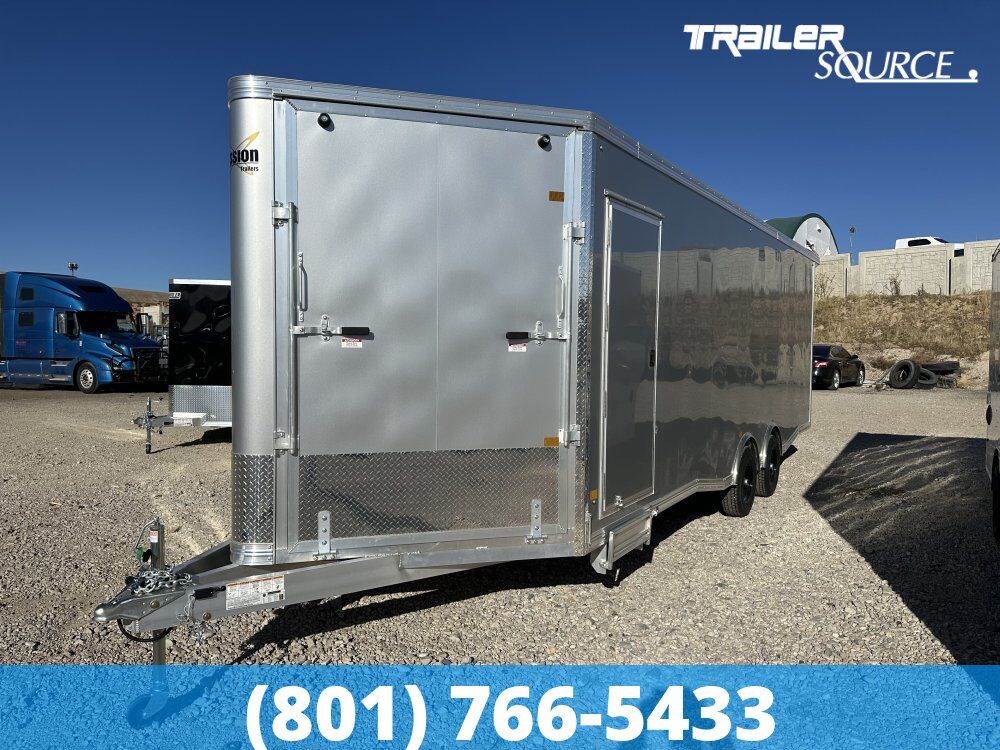 8.5x29 Alcom All Sport Enclosed Snowmobile Trailer - 7'6" Interior - 10K GVWR Roof Vent, Vinyl Ceiling, Vinyl Walls