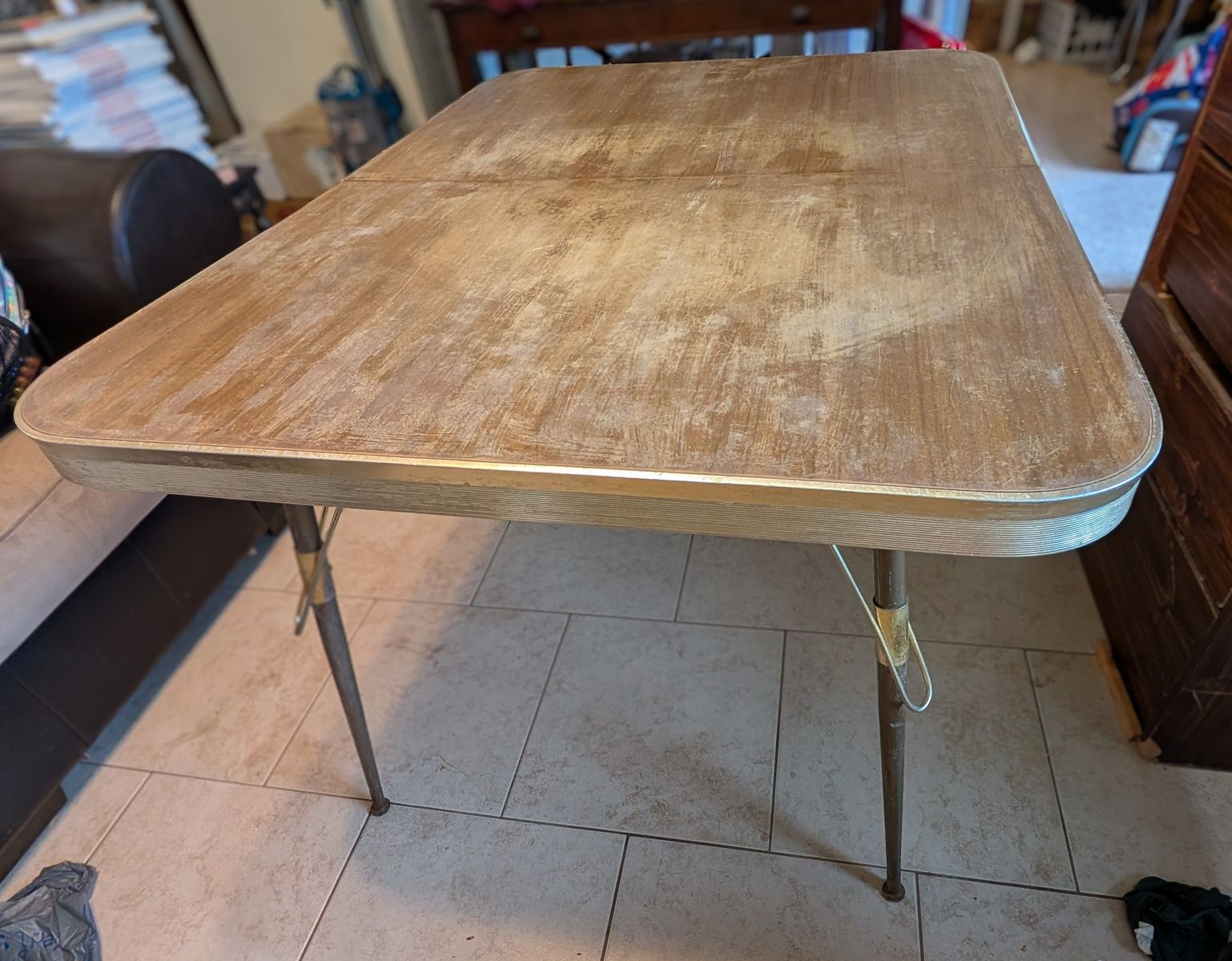 Vintage Mid Century Wooden Table with 2 Leaf Extensions - Restoration Project