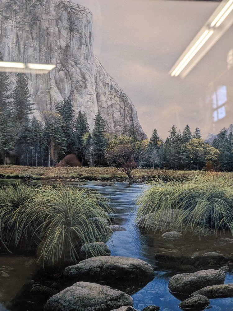 Stephen Lyman Yosemite Valley Panorama "River of Light" Print 1985 Framed Art 26x50