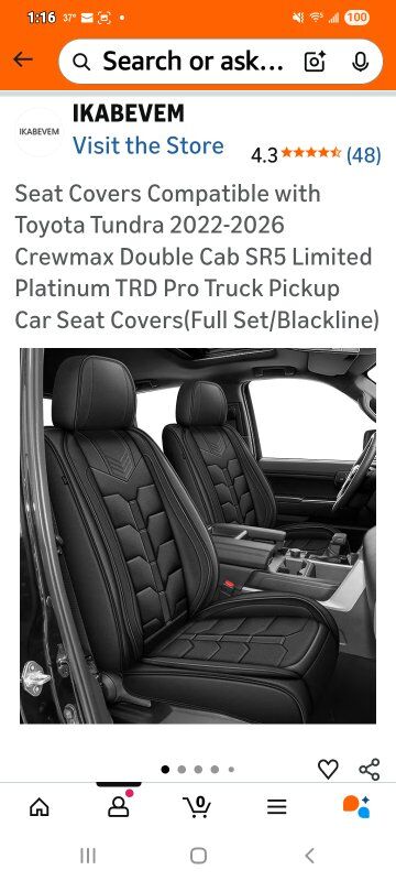 New in Box! Toyota Tundra Seat Covers (FRONT)