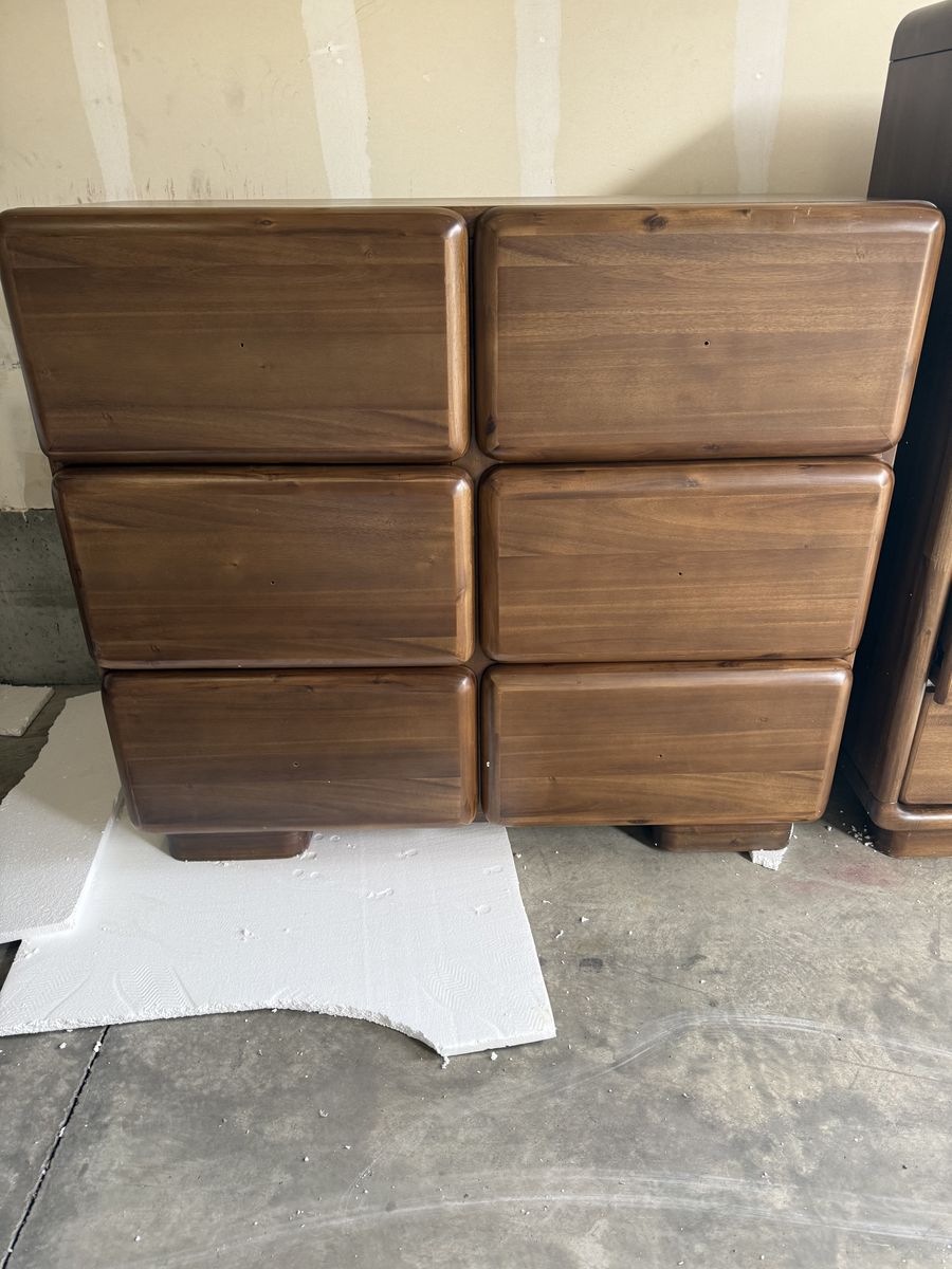 Brand New Boka Six Drawer Acacia Wood Chest