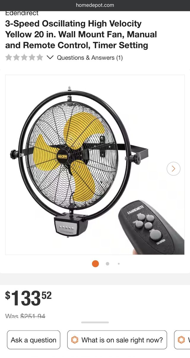 Remote control wall mount fan