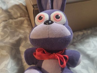 2016 Five Nights at Freddy's Bonnie Plush FNAF Purple Rabbit Stuffed Animal Red Bow Tie