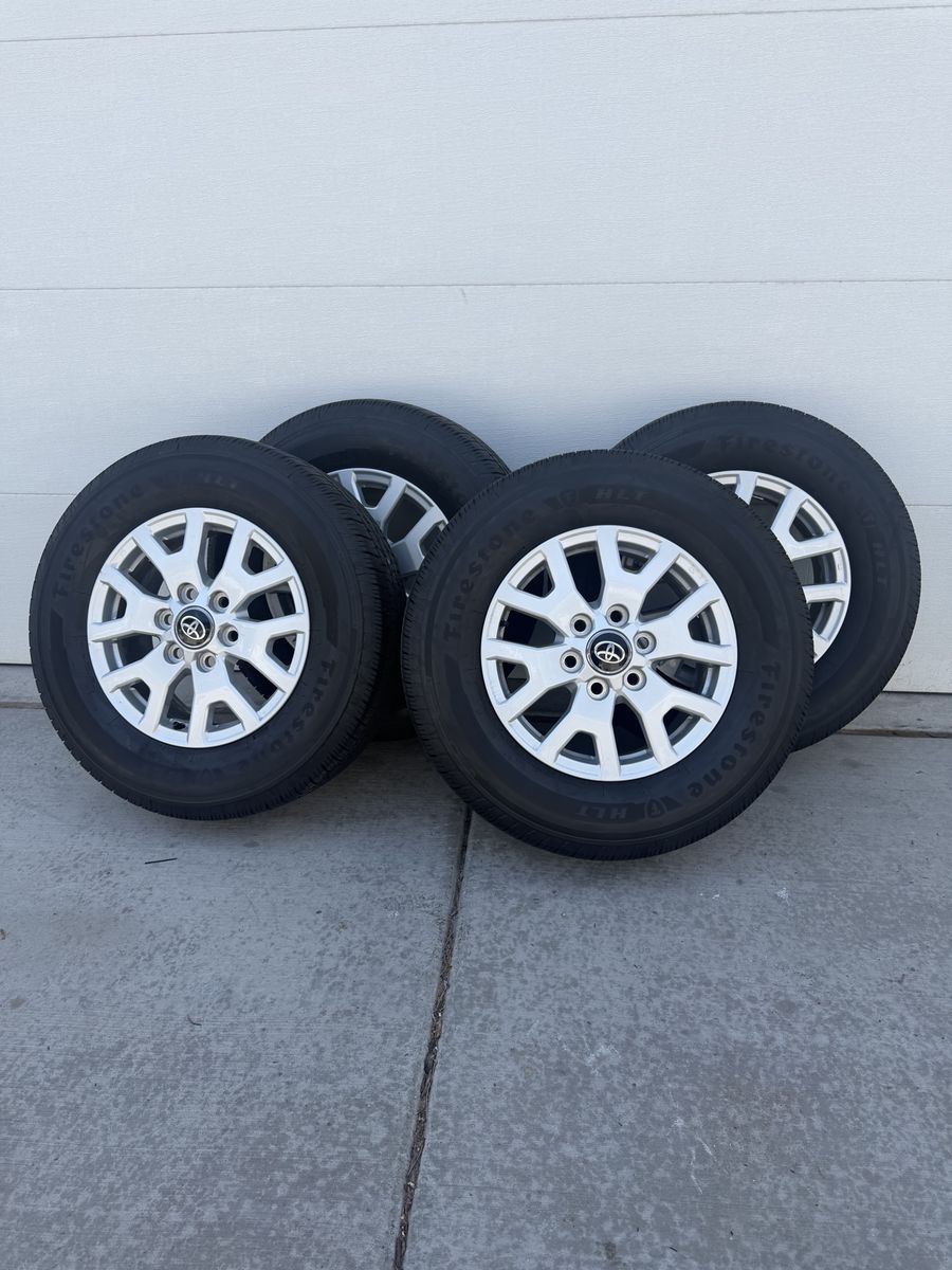 Basically brand new Firestone HLT Tires with Tacoma OEM Wheels - Set of 4, P245/70 17