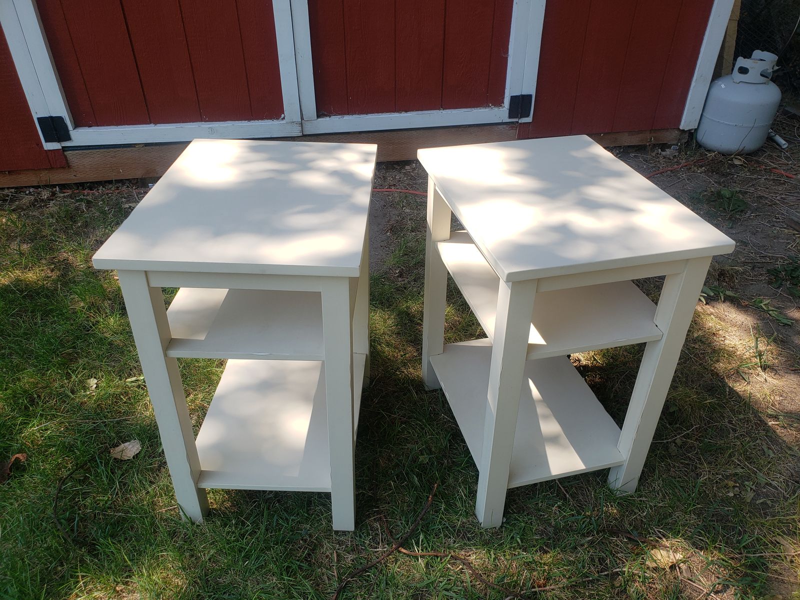 Two White End Tables