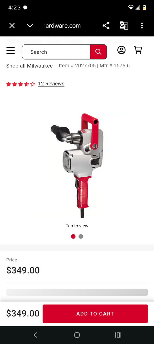 Milwaukee bore drill