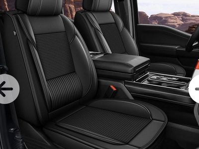 Custom Fit Black Leather Ice Silk Seat Covers for Ford F-150 F-250 F-350 F-450 Crew Cab (2009-2026)