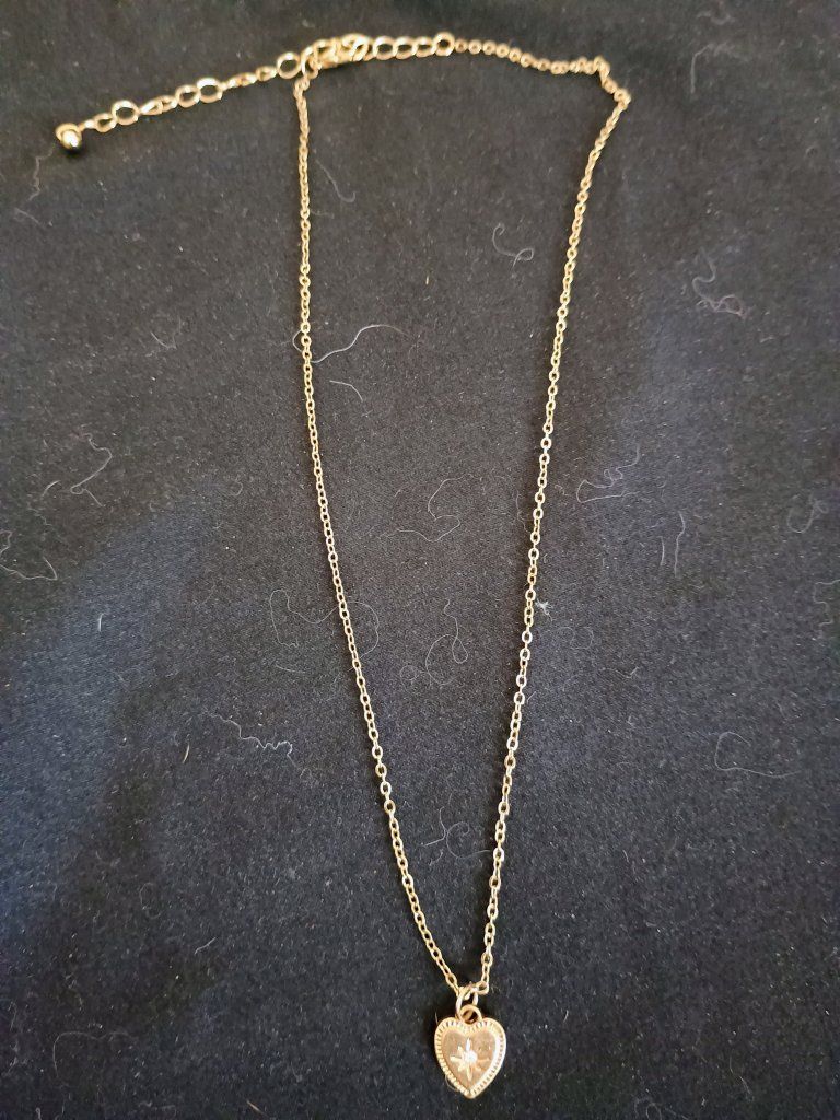 Gold Tone Heart Pendant Necklace