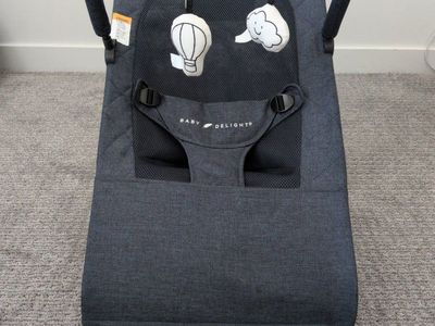 Baby Delight Alpine Deluxe Portable Infant Bouncer - Navy Tweed