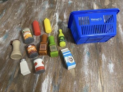 Kids Play Kitchen Mini Shopping Basket & Play Food Items