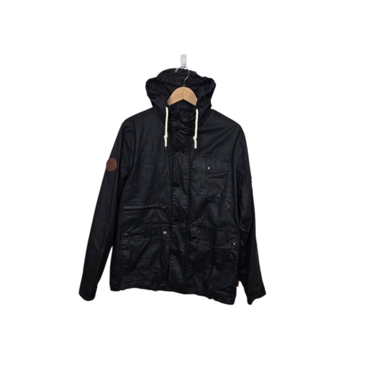 Bellfield Farlham Waxed Cotton Hooded Field Jacket Black Men's Medium