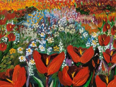 Acrylic Painting Field of Flowers