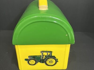 John Deere Licensed Ceramic Lunch Box Cookie Jar.