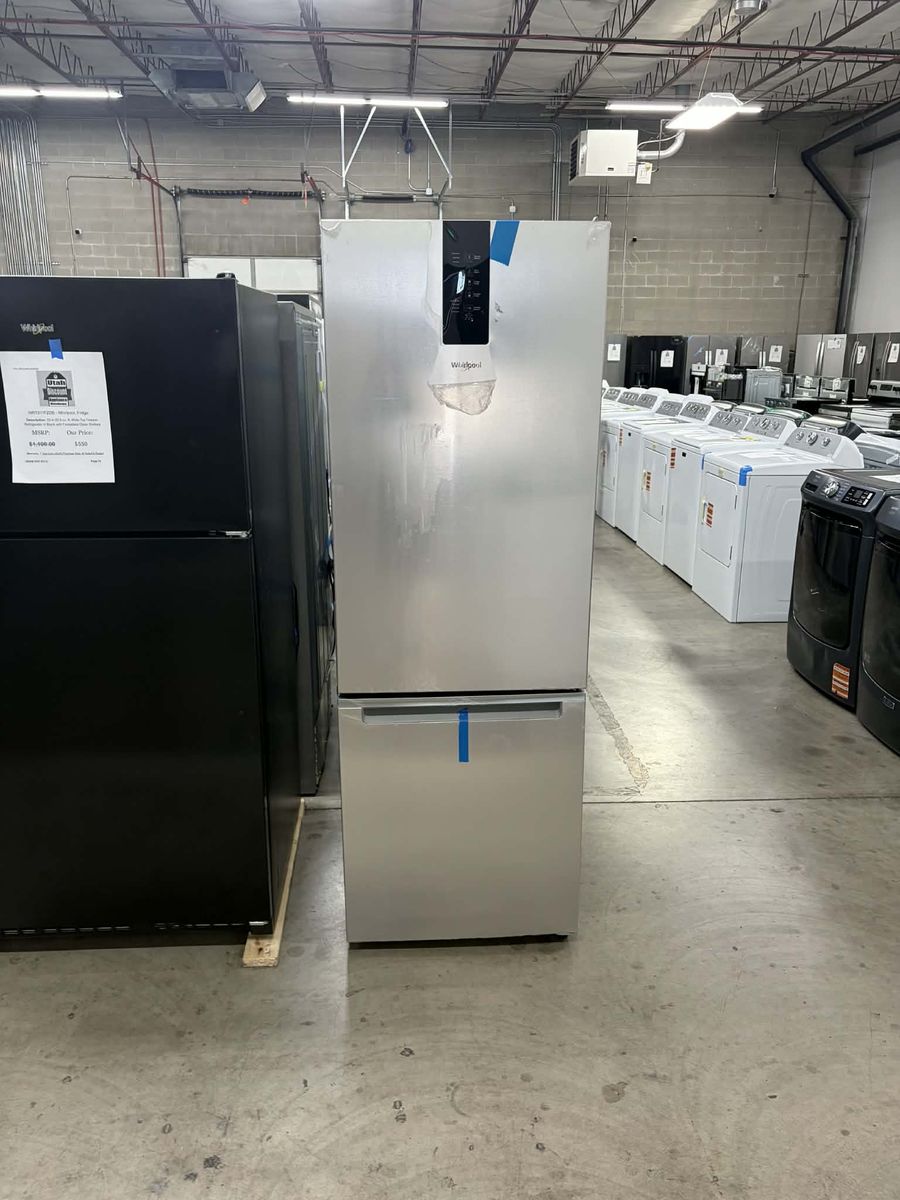 NEW WHIRLPOOL 24 INCH STAINLESS BOTTOM FREEZER FRIDGE