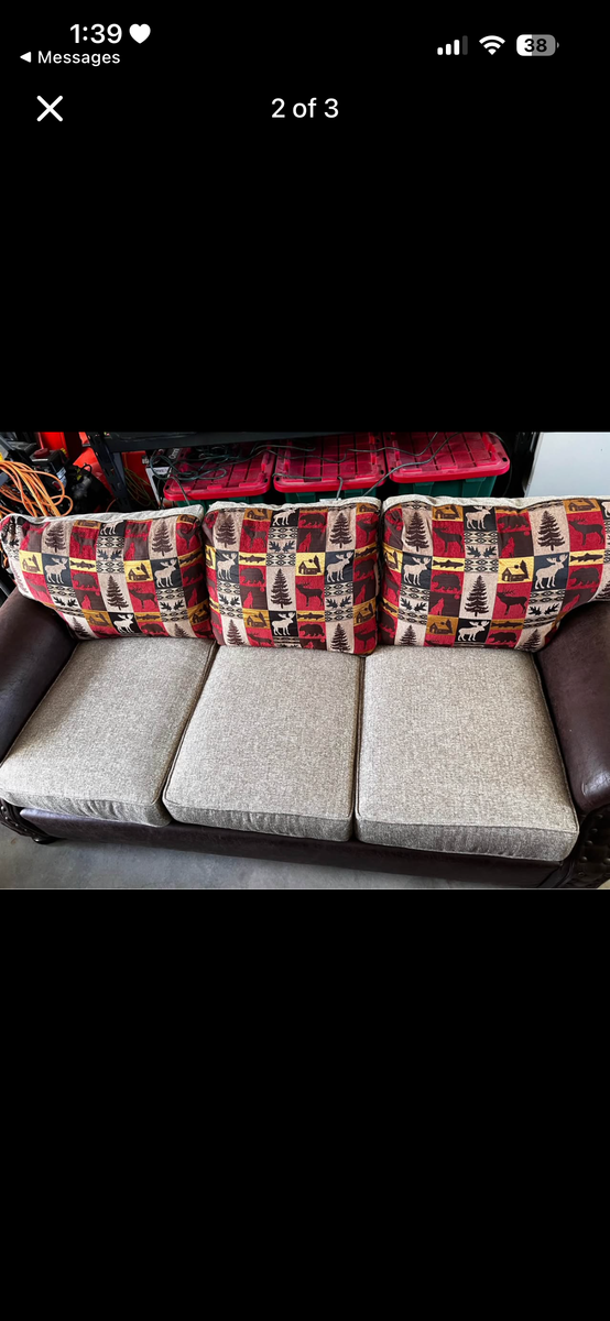 Rustic style sofa with cabin vibe