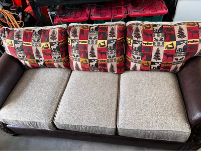 Rustic style sofa with cabin vibe