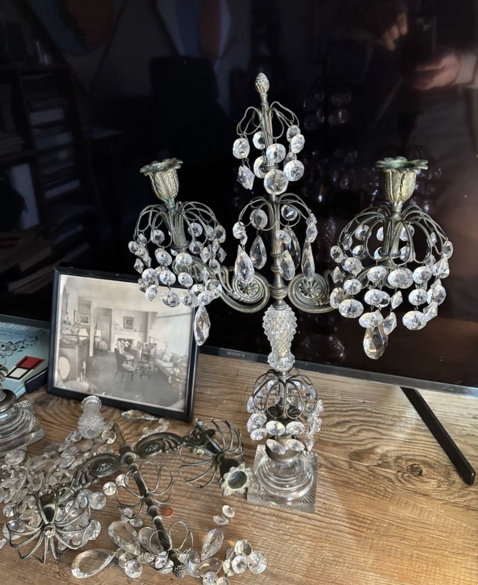 Antique Crystal Candelabra 1937 Paris Flee Market
