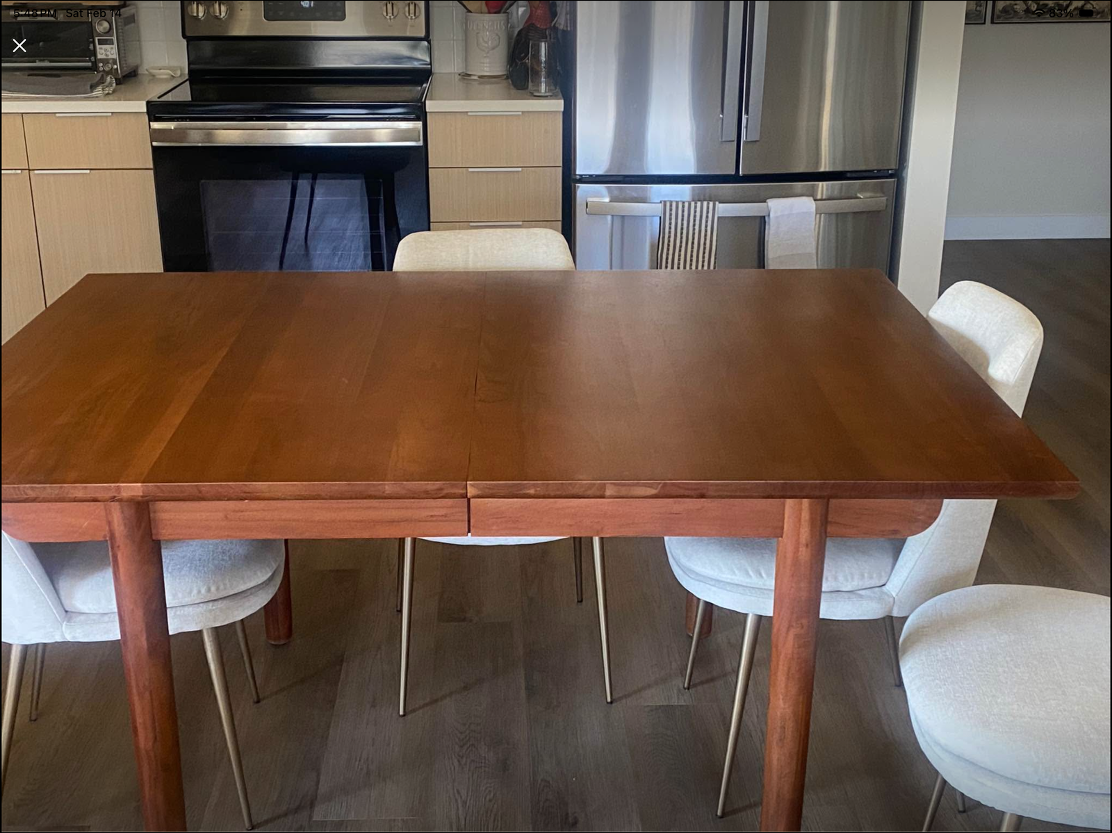West Elm dining table and chairs