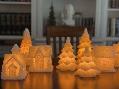 New! LED Flameless Wax Christmas Village