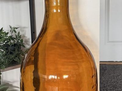 Vidrios San Miguel Amber Recycled Glass Floor Vase with Twine Neck Detail